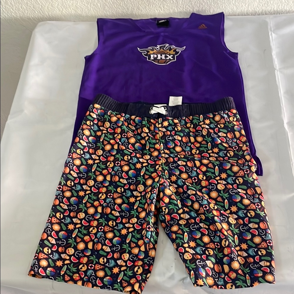 Bundle of 2 - Adidas Phoenix Suns Tank Top and Colorful Emoji Shorts